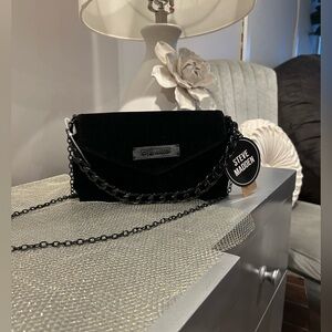 Steve Madden Black Velvet Chain Clutch
